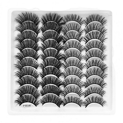 20 pari umjetnih trepavica otpornih na pad, ne osipaju se, uvijaju se s 3D efektom, paperjaste duge, guste umjetne trepavice za žene