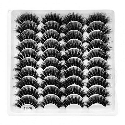 20 pari umjetnih trepavica otpornih na pad, ne osipaju se, uvijaju se s 3D efektom, paperjaste duge, guste umjetne trepavice za žene