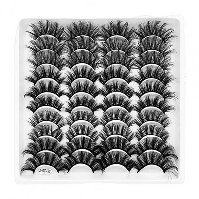 20 pari umjetnih trepavica otpornih na pad, ne osipaju se, uvijaju se s 3D efektom, paperjaste duge, guste umjetne trepavice za žene