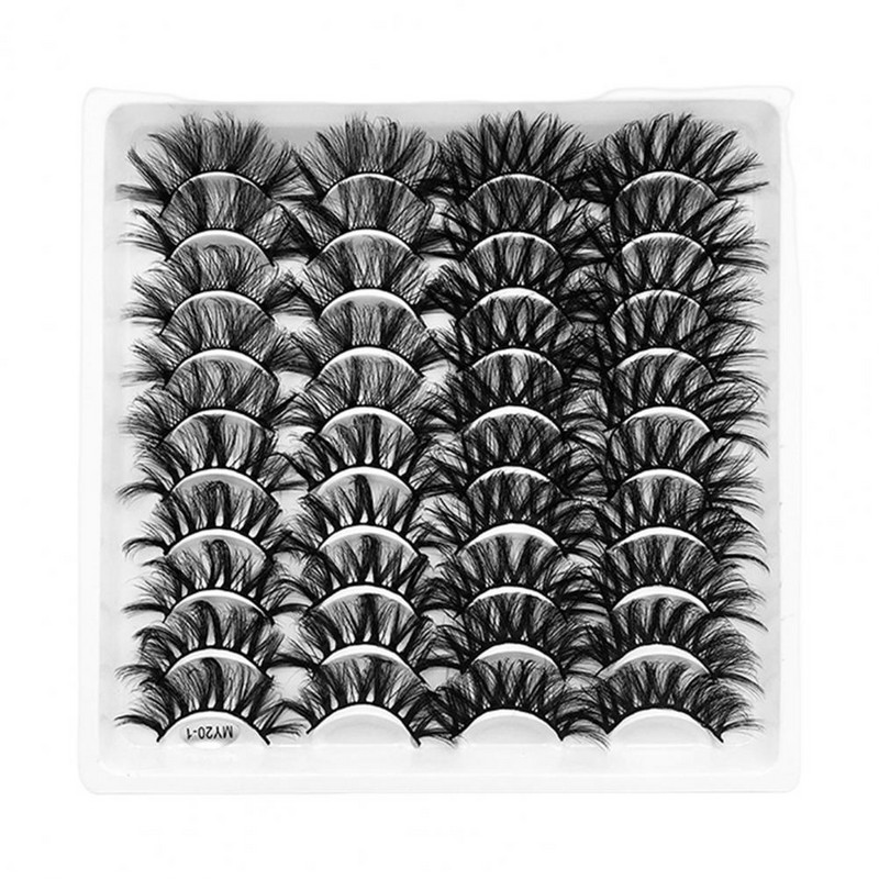 20 pari umjetnih trepavica otpornih na pad, ne osipaju se, uvijaju se s 3D efektom, paperjaste duge, guste umjetne trepavice za žene