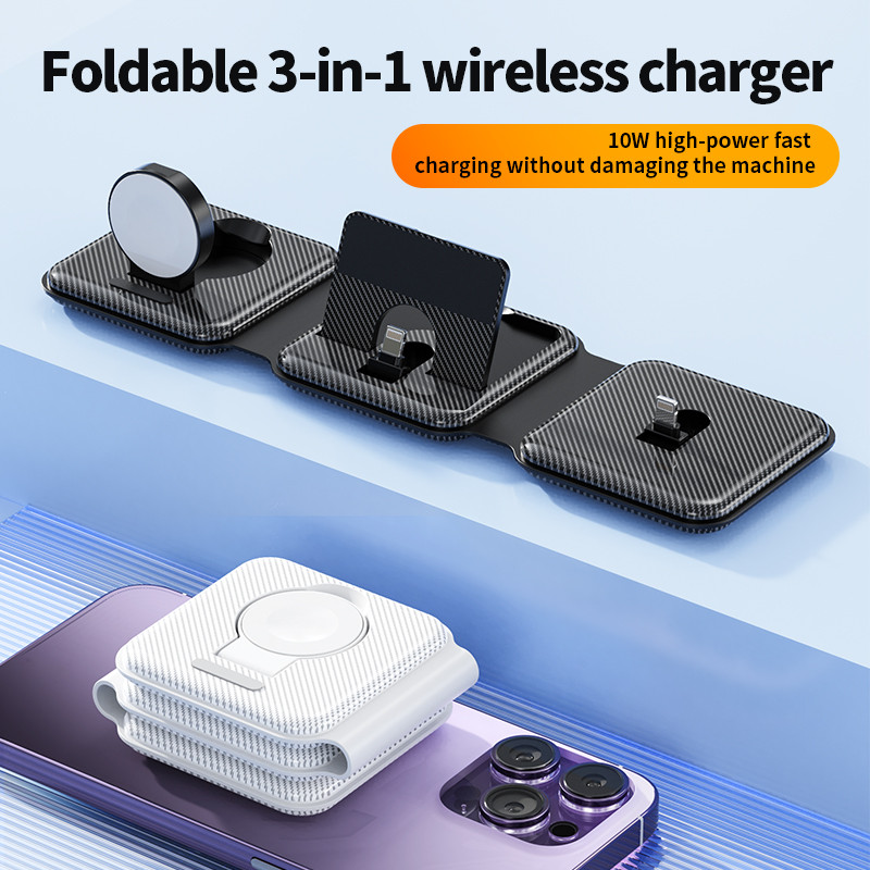 Încărcător fără fir magnetic 18W 3 în 1 Stand pliabil pentru iPhone 14 13 12 Pro Max Airpods Pro 3 iWatch 7 6 Încărcătoare rapide portabile