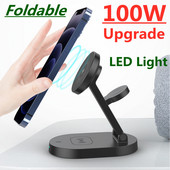 Suport de încărcare fără fir magnetic 3 în 1 100W pentru Macsafe iPhone 12 13 14 Mini Pro Max Apple Watch Airpods Stație de încărcare rapidă