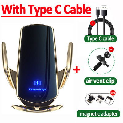 Încărcător fără fir pentru mașină, 75 W, Suport magnetic pentru mașină, Suport pentru telefon pentru iPhone Samsung Xiaomi Încărcare rapidă cu inducție în infraroșu