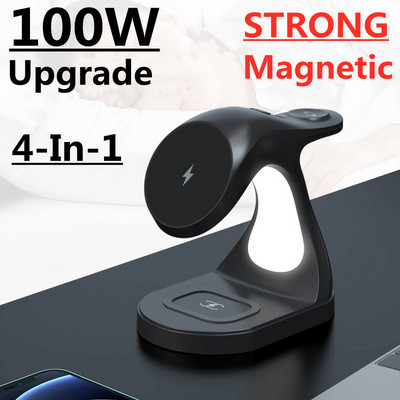 Suport de încărcare fără fir magnetic 3 în 1 100W pentru iPhone 14 13 12 Pro Max Apple Watch Airpods Stație de andocare de încărcare rapidă cu inducție