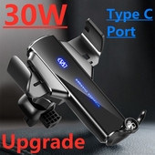 Încărcător fără fir pentru mașină 30W Suport pentru telefon auto magnetic pentru iPhone Samsung Xiaomi Stație de încărcare rapidă prin inducție