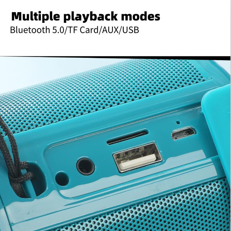 Nešiojamas belaidis garsiakalbis Bluetooth garsiakalbis Žemųjų dažnių garsiakalbis lauko vandeniui atsparus garsiakalbis Stereo erdvinio garso palaikymas FM radijo TF grotuvas