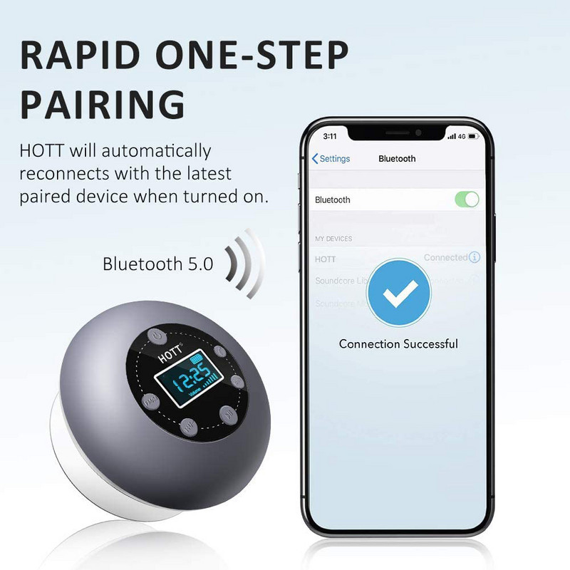 Radio de duș rezistent la apă Difuzor Bluetooth fără fir Difuzor portabil pentru baie Player muzical în aer liber Apel mâini libere Ecran LCD FM