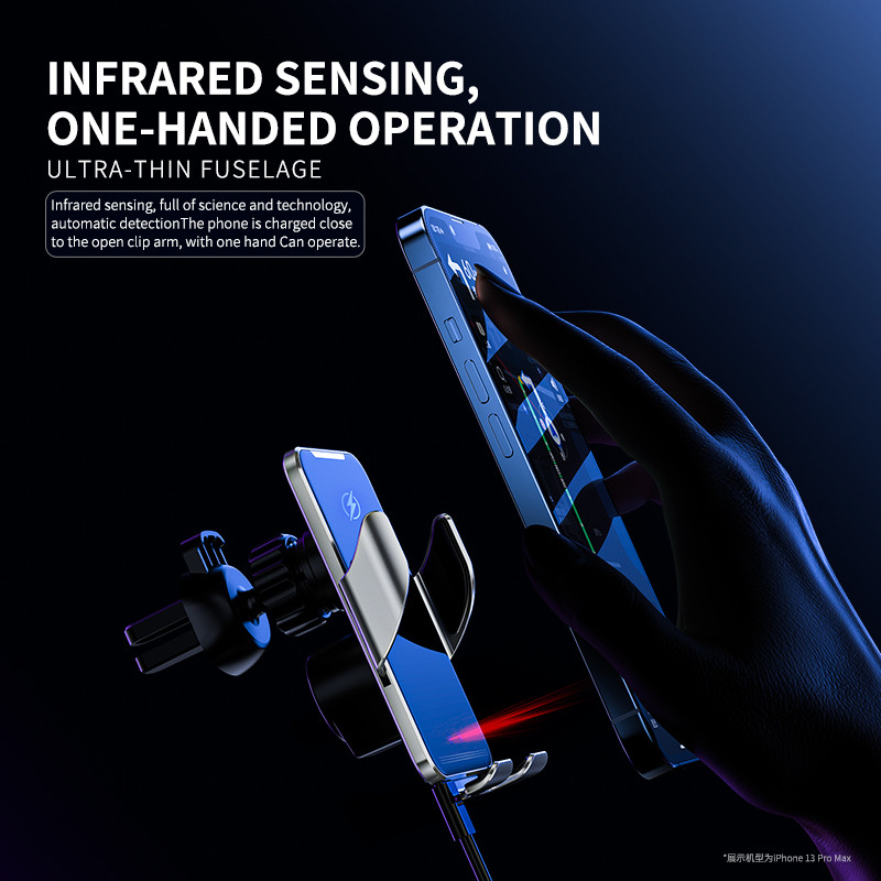 Încărcător fără fir pentru mașină 75W Suport pentru telefon cu montare auto auto pentru iPhone 14 13 12 11 X Samsung Xiaomi Încărcare rapidă cu inducție în infraroșu