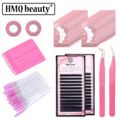 Dirbtinių blakstienų rinkinys priauginimo įrankiai Pincetai nerūdijančio plieno akių pagalvėlės Antakių šepetėliai Juostelė skiepijimui blakstienų priauginimo reikmenys