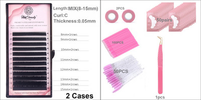 Dirbtinių blakstienų rinkinys priauginimo įrankiai Pincetai nerūdijančio plieno akių pagalvėlės Antakių šepetėliai Juostelė skiepijimui blakstienų priauginimo reikmenys