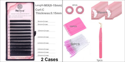 Dirbtinių blakstienų rinkinys priauginimo įrankiai Pincetai nerūdijančio plieno akių pagalvėlės Antakių šepetėliai Juostelė skiepijimui blakstienų priauginimo reikmenys