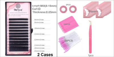 Dirbtinių blakstienų rinkinys priauginimo įrankiai Pincetai nerūdijančio plieno akių pagalvėlės Antakių šepetėliai Juostelė skiepijimui blakstienų priauginimo reikmenys