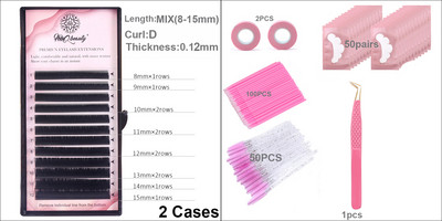 Dirbtinių blakstienų rinkinys priauginimo įrankiai Pincetai nerūdijančio plieno akių pagalvėlės Antakių šepetėliai Juostelė skiepijimui blakstienų priauginimo reikmenys