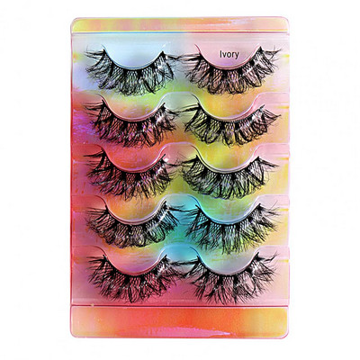 Gene artificiale 5 perechi, delicate, fără miros, super moi, dense, încrucișate, gene false pentru femei