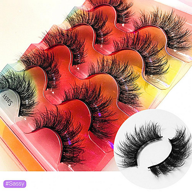 Gene artificiale 5 perechi, delicate, fără miros, super moi, dense, încrucișate, gene false pentru femei