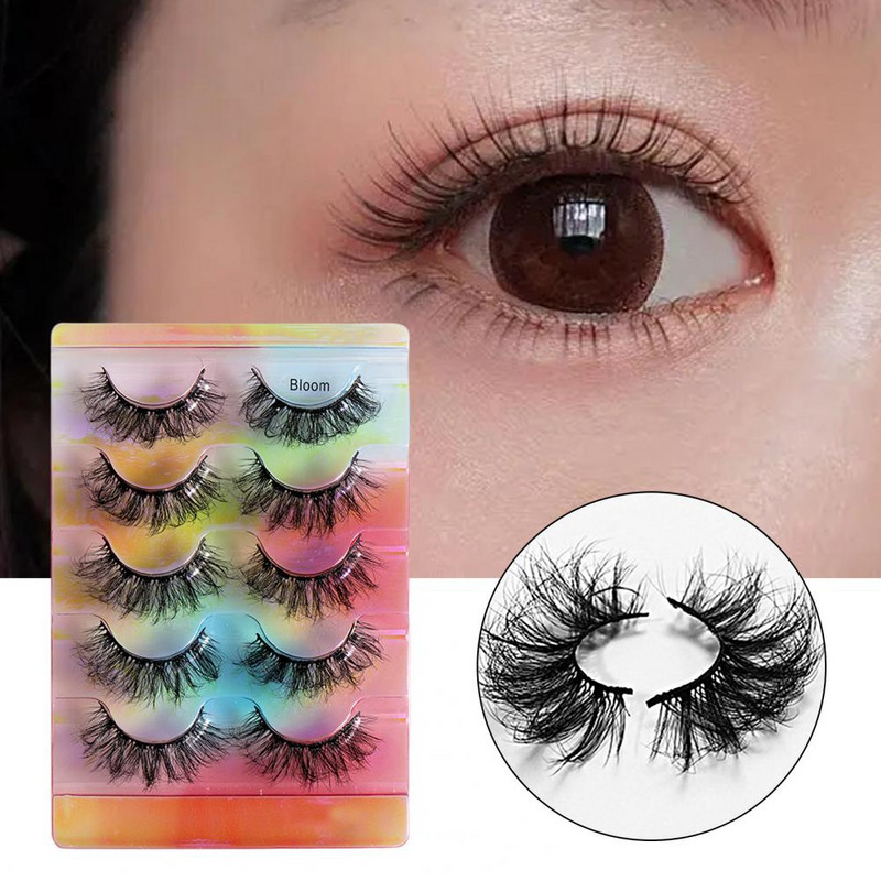 Gene artificiale 5 perechi, delicate, fără miros, super moi, dense, încrucișate, gene false pentru femei