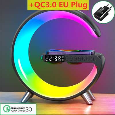 15W bežični brzi punjač Budilica Stolna lampa Bluetooth zvučnik Šareno svjetlo Višenamjenski za iPhone 14 13 Pro Max Samsung