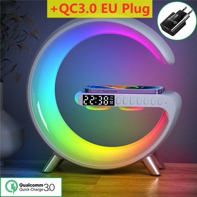 15W bežični brzi punjač Budilica Stolna lampa Bluetooth zvučnik Šareno svjetlo Višenamjenski za iPhone 14 13 Pro Max Samsung