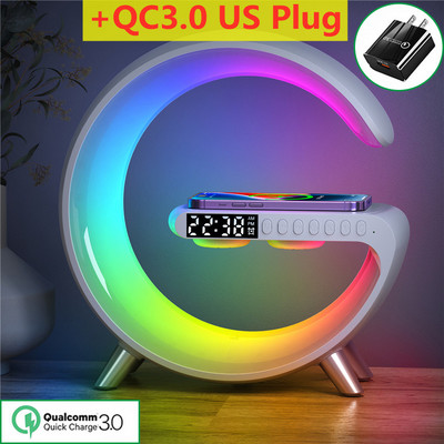 15W bežični brzi punjač Budilica Stolna lampa Bluetooth zvučnik Šareno svjetlo Višenamjenski za iPhone 14 13 Pro Max Samsung