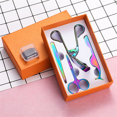 Pensetă pentru sprâncene pentru gene din oțel inoxidabil Flase Eyelash Nipper Instrumente asistente pentru gene Machiaj de frumusețe Set de 4 bucăți Instrumente E1182