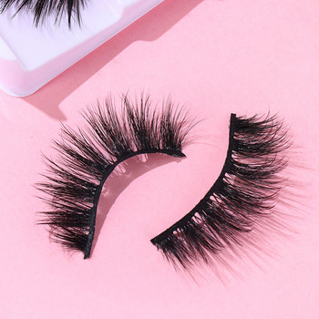 FJER Cat Eye Ψεύτικες βλεφαρίδες Clear Band Mink Lashes Natural Look Wispy Lashes Pack Fluffy 5D 5 Pairs Soft Fake Lashes