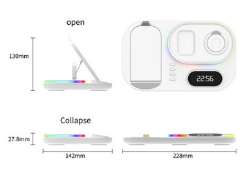 Βάση ασύρματης φόρτισης 30W 4 σε 1 για iPhone 14 13 12 Samsung Apple Watch Airpods iWatch Αναδιπλούμενος σταθμός σύνδεσης γρήγορης φόρτισης