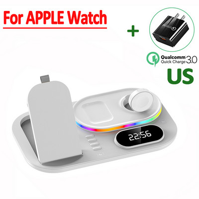 Suport de încărcare fără fir 4 în 1 30W pentru iPhone 14 13 12 Samsung Apple Watch Airpods iWatch Stație de andocare de încărcare rapidă pliabilă