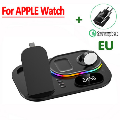 Suport de încărcare fără fir 4 în 1 30W pentru iPhone 14 13 12 Samsung Apple Watch Airpods iWatch Stație de andocare de încărcare rapidă pliabilă