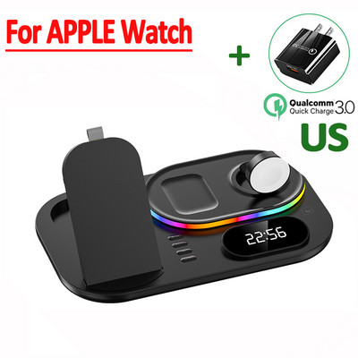 Suport de încărcare fără fir 4 în 1 30W pentru iPhone 14 13 12 Samsung Apple Watch Airpods iWatch Stație de andocare de încărcare rapidă pliabilă