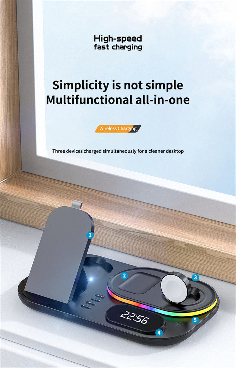 Suport de încărcare fără fir 4 în 1 30W pentru iPhone 14 13 12 Samsung Apple Watch Airpods iWatch Stație de andocare de încărcare rapidă pliabilă