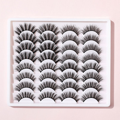 FJER 18 porų dirbtinių blakstienų 3D dirbtinės audinės blakstienos natūralios išvaizdos šmaikštos netikros blakstienos purios ilgos storos blakstienos 3 mišrių stilių