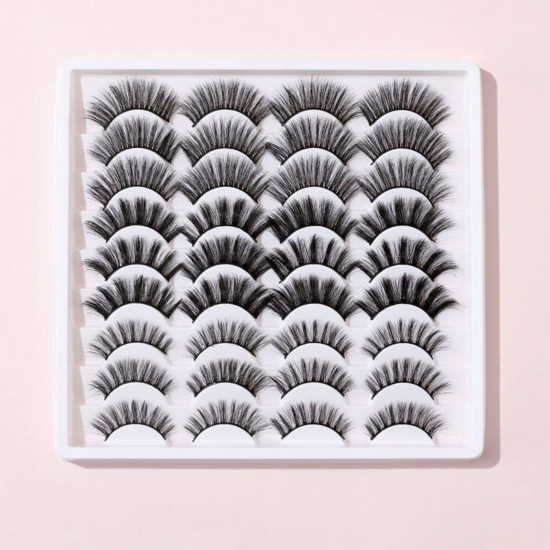 FJER 18 porų dirbtinių blakstienų 3D dirbtinės audinės blakstienos natūralios išvaizdos šmaikštos netikros blakstienos purios ilgos storos blakstienos 3 mišrių stilių