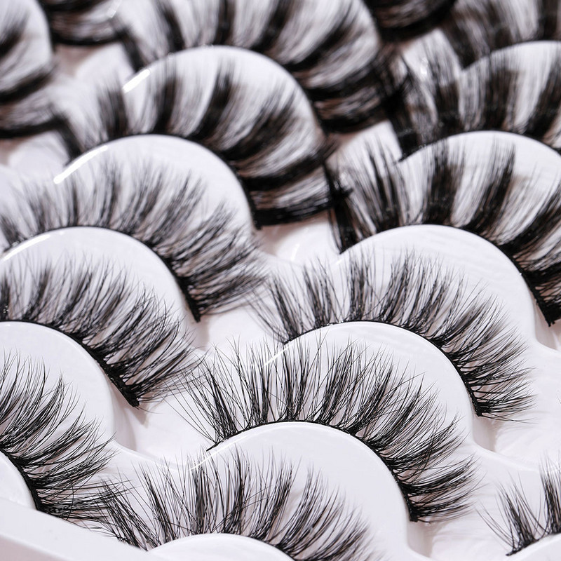 FJER 18 porų dirbtinių blakstienų 3D dirbtinės audinės blakstienos natūralios išvaizdos šmaikštos netikros blakstienos purios ilgos storos blakstienos 3 mišrių stilių