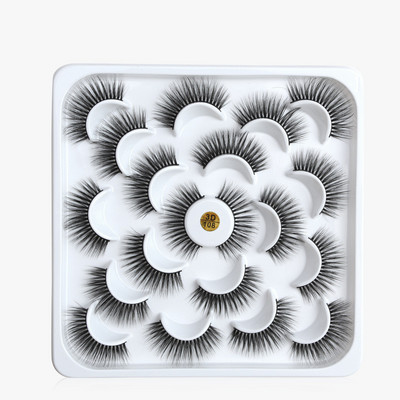 12 porų 3D Mink Lashes Profesionalios rankų darbo netikros blakstienos Natūralios daugkartinio naudojimo storos pūkuotos dirbtinės blakstienos Dirbtinės audinės blakstienos