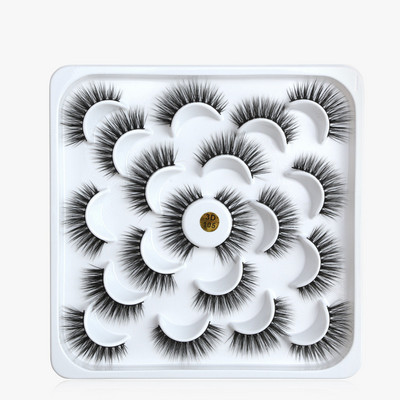 12 porų 3D Mink Lashes Profesionalios rankų darbo netikros blakstienos Natūralios daugkartinio naudojimo storos pūkuotos dirbtinės blakstienos Dirbtinės audinės blakstienos