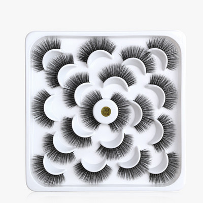 12 porų 3D Mink Lashes Profesionalios rankų darbo netikros blakstienos Natūralios daugkartinio naudojimo storos pūkuotos dirbtinės blakstienos Dirbtinės audinės blakstienos
