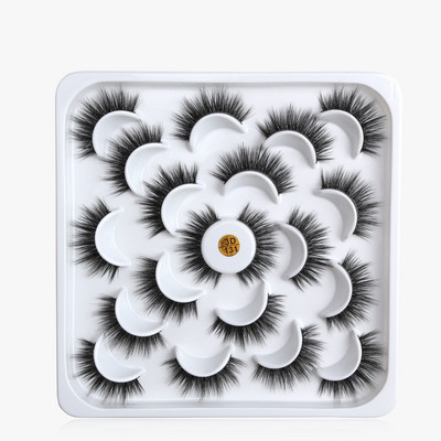 12 porų 3D Mink Lashes Profesionalios rankų darbo netikros blakstienos Natūralios daugkartinio naudojimo storos pūkuotos dirbtinės blakstienos Dirbtinės audinės blakstienos