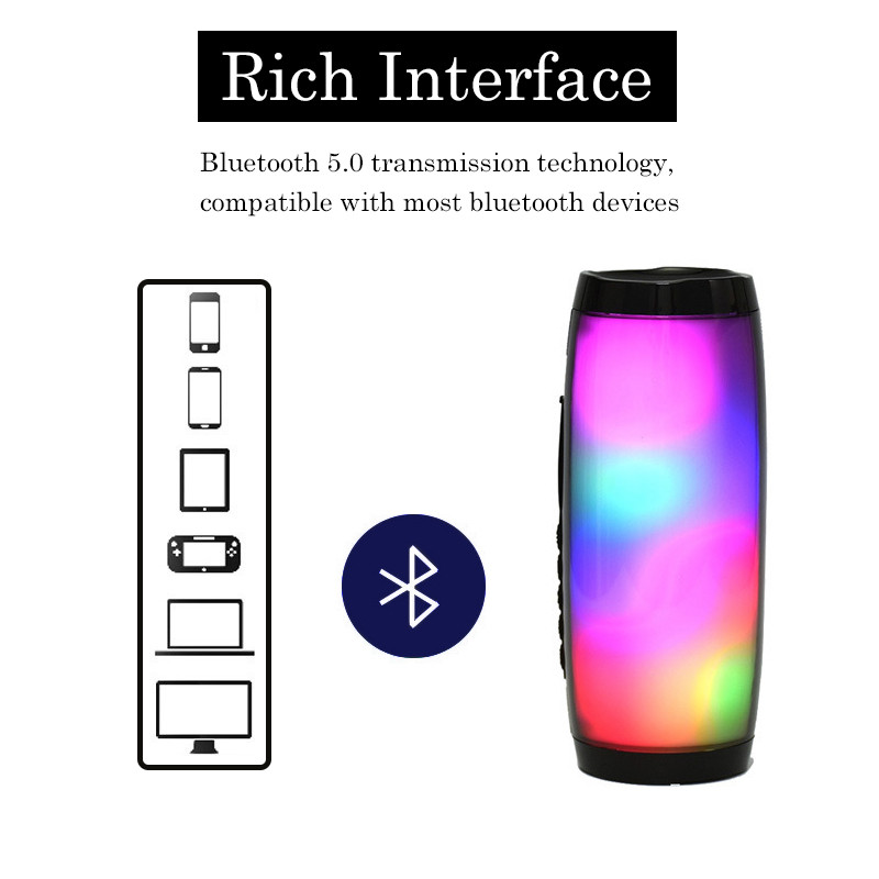 Difuzor cu LED Cutie de sunet portabilă fără fir Bluetooth Bas în aer liber Radio FM Computer Loundspeaker RGB Lumină intermitentă Soundbar TG-157