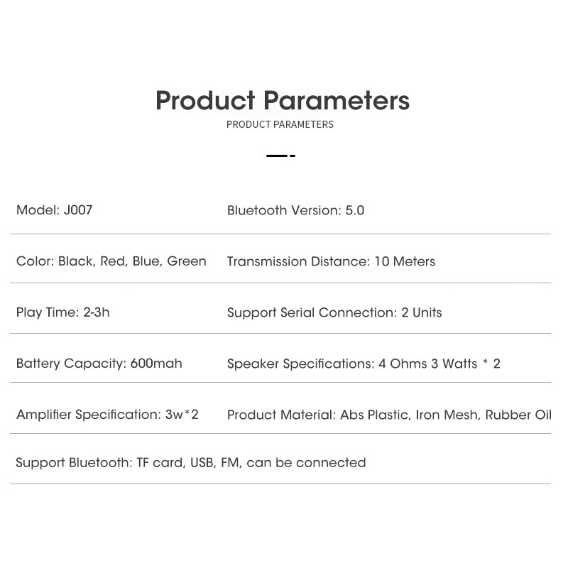 Nešiojamas garsiakalbis belaidis su Bluetooth suderinamas žemųjų dažnių garsiakalbis lauko vandeniui atsparus garsiakalbis stereo erdvinio garso palaikymas FM TF