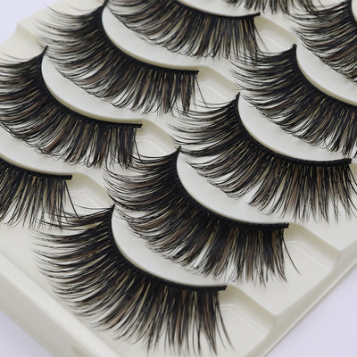 5 perechi de gene false cu mai multe straturi Gene cu volum pufos Efect 3D stratificat reutilizabile, ușor de aplicat, gene false