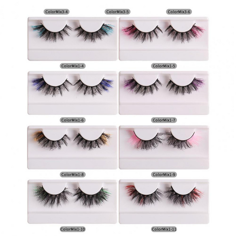 1/3/5 Ζεύγος με όμορφες γυναικείες πολύχρωμες ψεύτικα βλεφαρίδες Ψεύτικες βλεφαρίδες Μακιγιάζ με μακριά μάτια