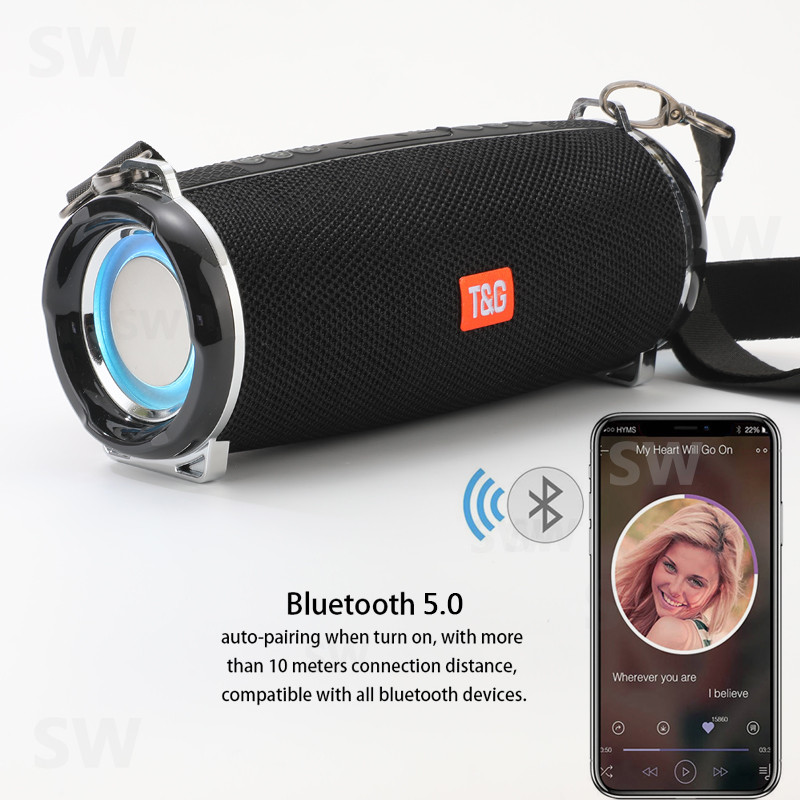 Difuzor Bluetooth pentru exterior Bas fără fir Coloană rezistentă la apă Radio portabil U Disk TF Audio Player HiFi Subwoofer Cutie de sunet pentru computer