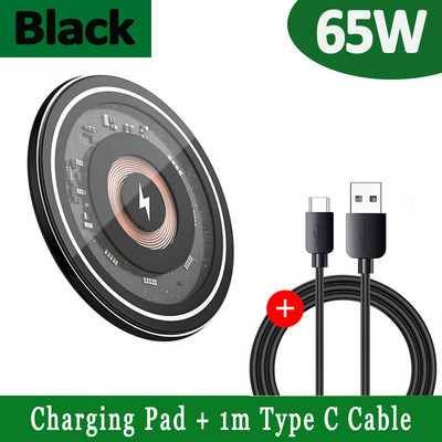 Încărcător fără fir rapid de 65 W pentru iPhone 14 13 12 11 X Pro Max Samsung Xiaomi Huawei Stație de andocare de încărcare fără fir cu inducție