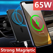 65W magnetski bežični punjači Stalak za ventilacijski otvor za automobil Držač telefona Stanica za brzo punjenje za iPhone 12 13 14 Pro Max Mini macsafe