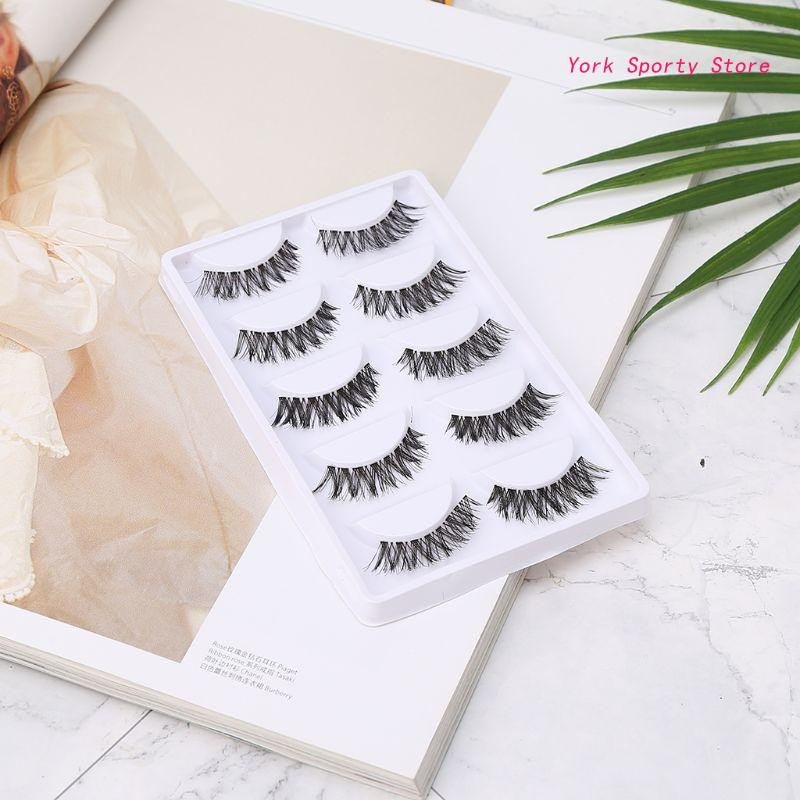 5/10 Ζεύγη Μακριά Μακιγιάζ για Σταυρωτές Ψεύτικες Βλεφαρίδες Φυσικό Ψεύτικο Χοντρό Μαύρο Μάτι La M76F