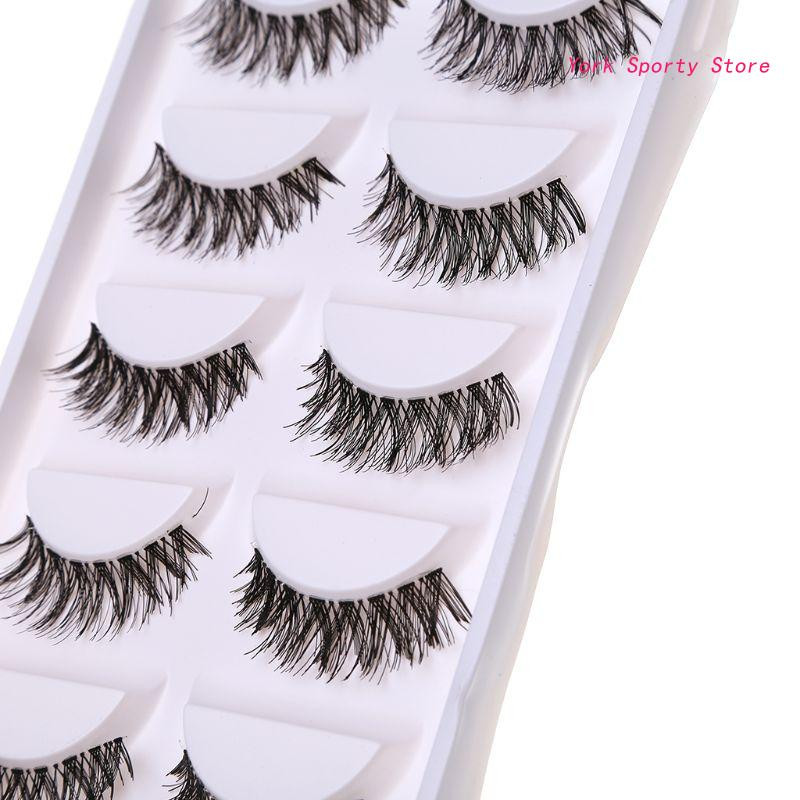 5/10 Ζεύγη Μακριά Μακιγιάζ για Σταυρωτές Ψεύτικες Βλεφαρίδες Φυσικό Ψεύτικο Χοντρό Μαύρο Μάτι La M76F