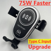 75W bežični punjač za automobil Otvor za ventilaciju Nosač za držač telefona za iPhone 14 13 12 11 Xiaomi Samsung punjači Auto stanica za brzo punjenje