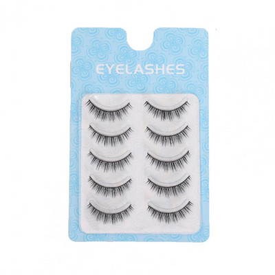 5 poros madingas makiažas Grožis storos netikros blakstienos Dirbtinės blakstienos Universalus akių dekoravimas