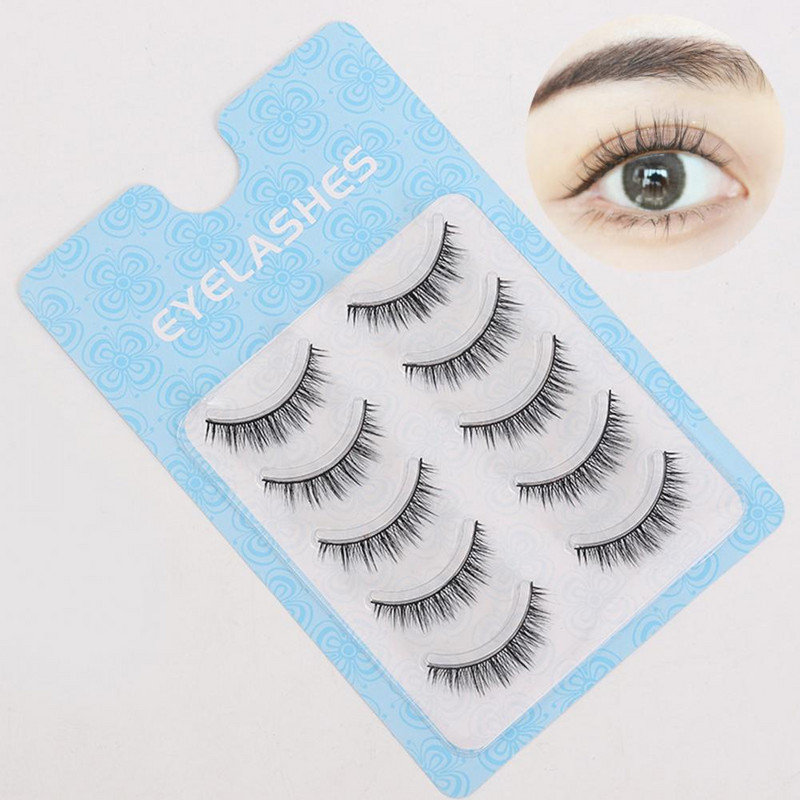 5 poros madingas makiažas Grožis storos netikros blakstienos Dirbtinės blakstienos Universalus akių dekoravimas