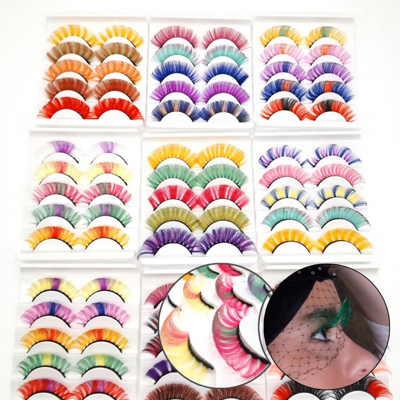 5 pari/kutija Umjetne trepavice Meke, udobne za nošenje, Imitacija nerca, Gusta pretjerana ljepota, Umjetne trepavice za pozornicu